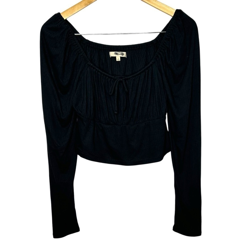 Madewell Black Ribbed Stretch Basic Square-Neck L… - image 6